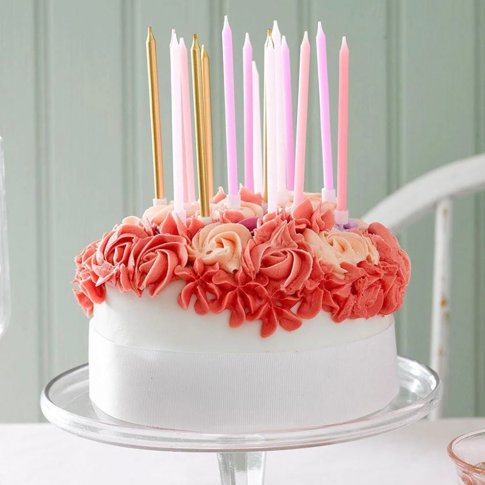 Set of 16 Rose Cake Candles