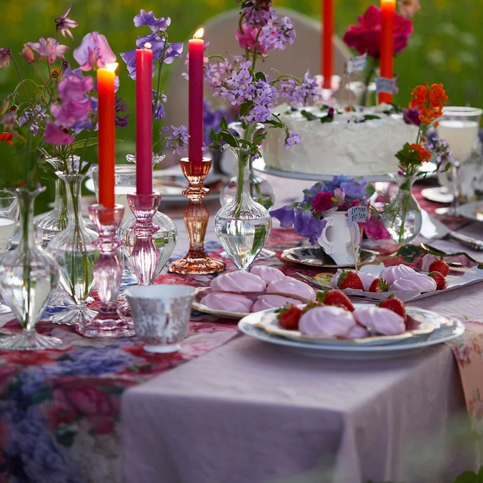 Pink Glass Candlestick Holder