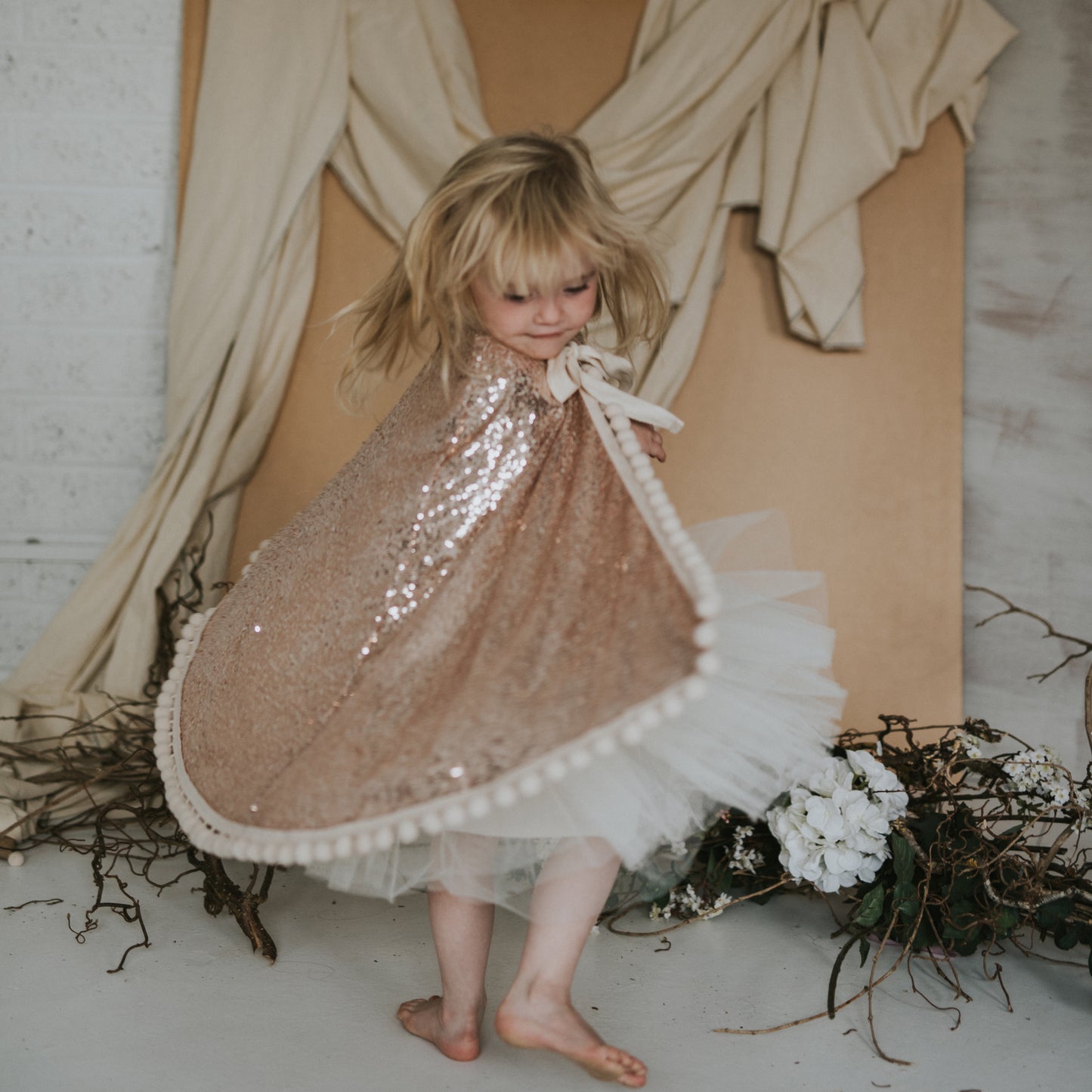 Rose Gold Pom Pom Cape